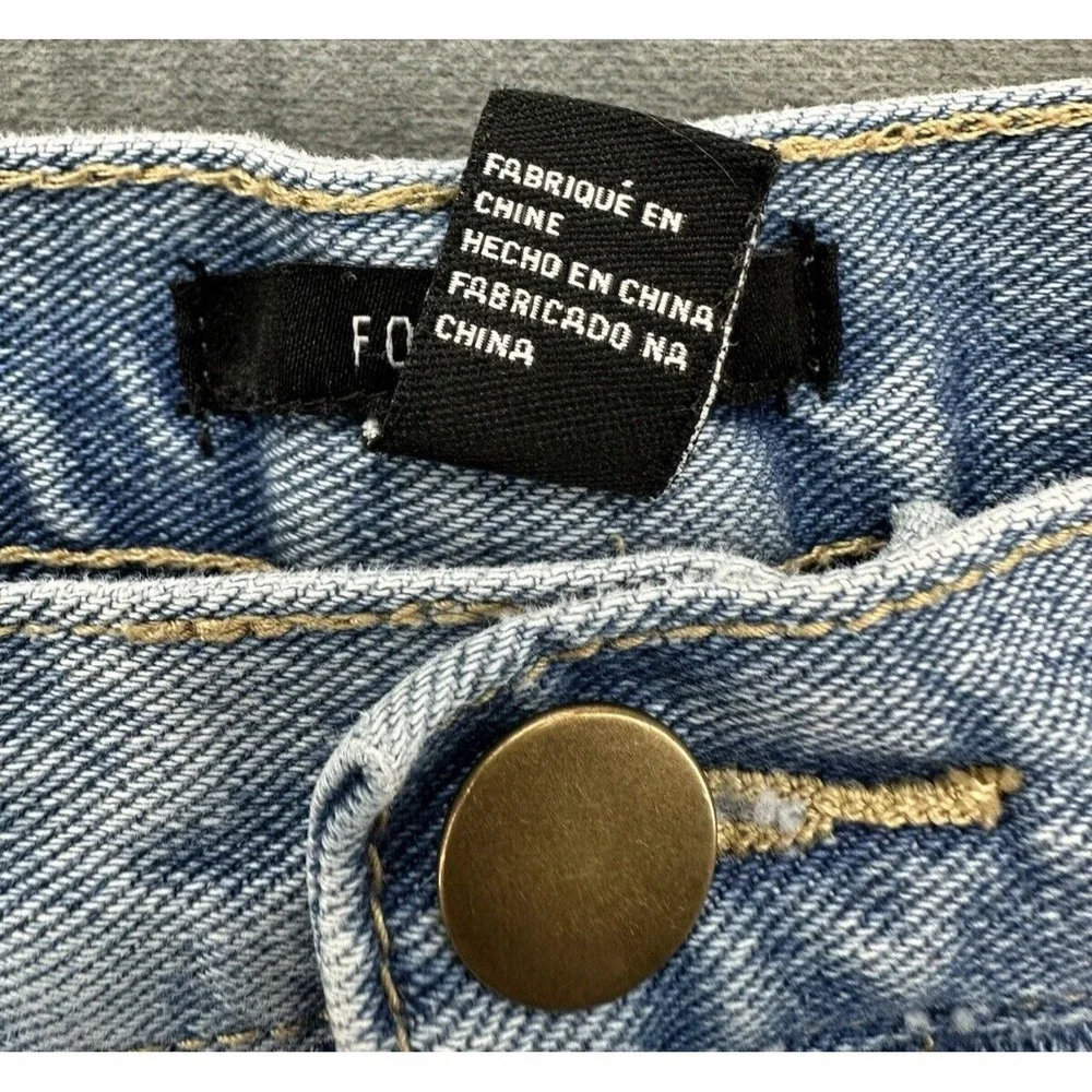 Forever 21 Denim Cuffed Jean Shorts Womens 31 Medium Wash‎ Booty Rolled Shortie